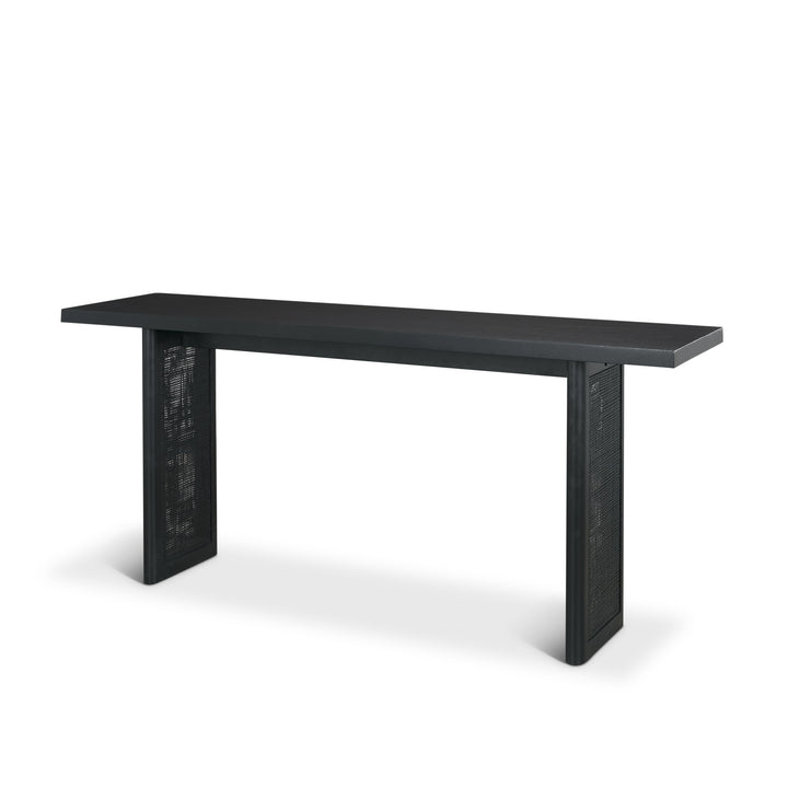 Grier 65" Black Wood w/ Black Cane Console Table Dining Room Mercana