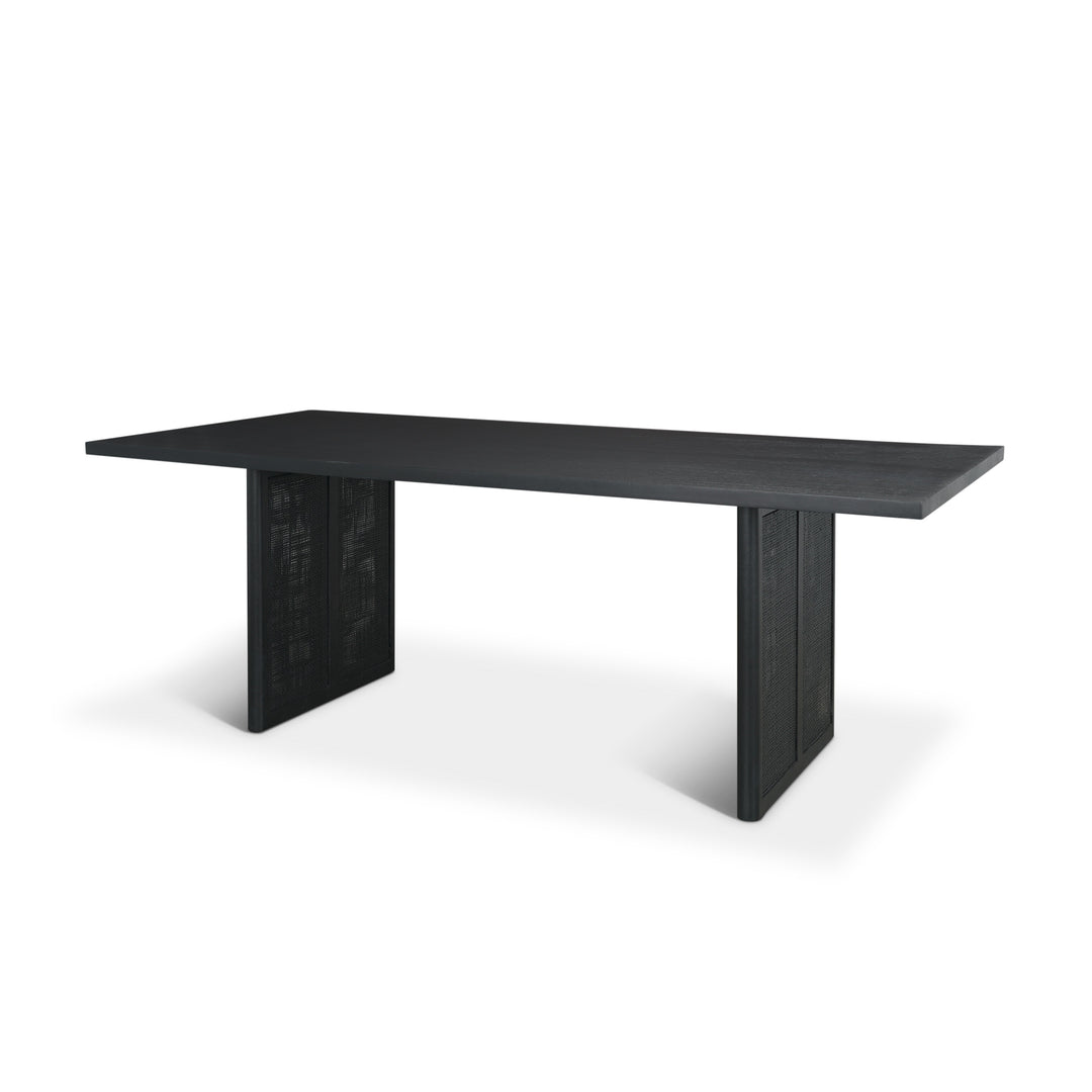 Grier 84" Black Wood w/ Black Cane Dining Table Dining Room Mercana