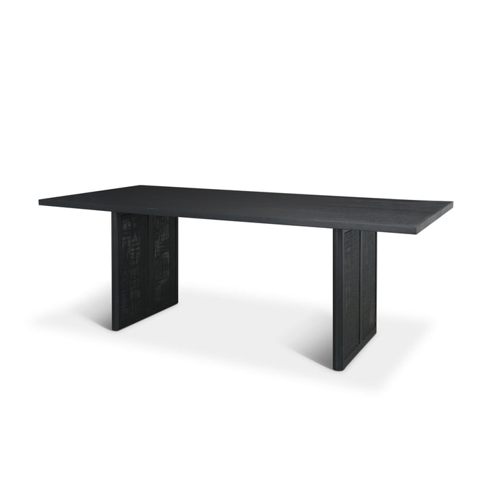 Grier 84" Black Wood w/ Black Cane Dining Table Dining Room Mercana