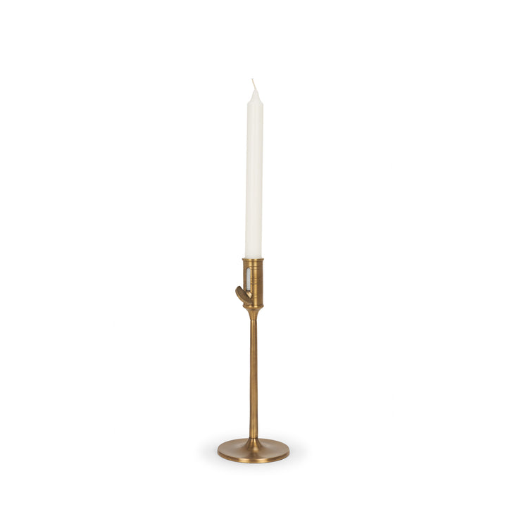 Chantria Small Solid Natural Brass Adjustable Taper Candle Holder Decor Mercana