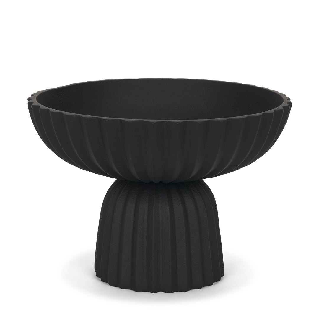 Ciaran Smooth Fluted Matte Black Metal Decorative Bowl Decor Mercana