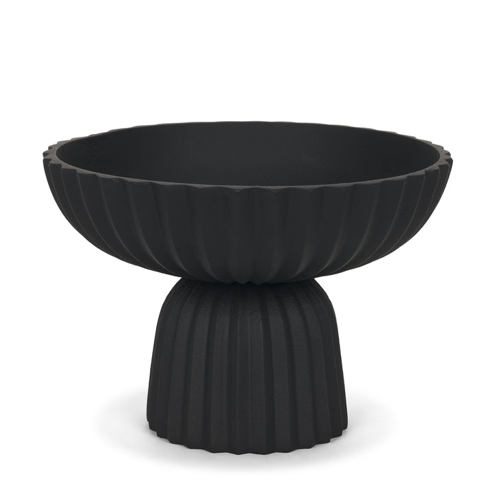 Ciaran Smooth Fluted Matte Black Metal Decorative Bowl Decor Mercana