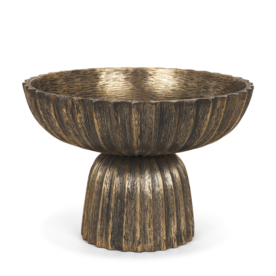 Ciaran Fluted Textured Antiqued Gold Metal Decorative Bowl Decor Mercana