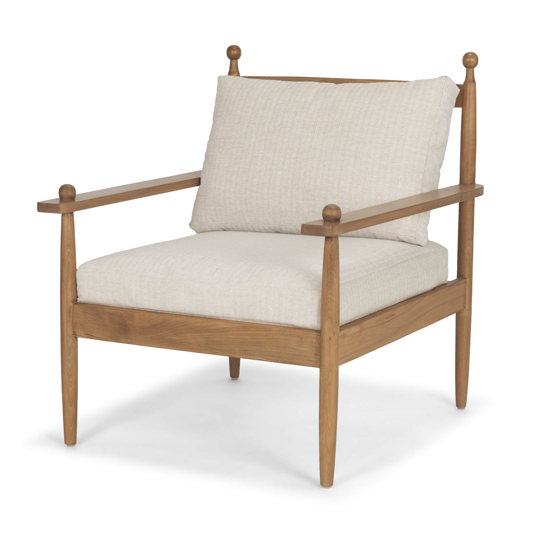 Danni Beige Fabric Beech Wood Framed Accent Lounge Chair Living Room Mercana