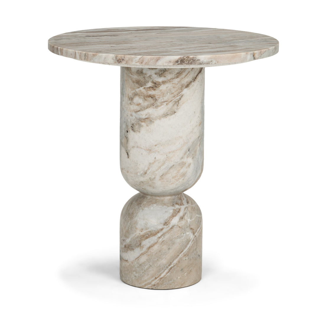 Nylah Solid Pink Marble Round Accent Table Dining Room Mercana