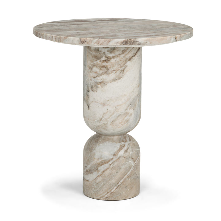 Nylah Solid Pink Marble Round Accent Table Dining Room Mercana