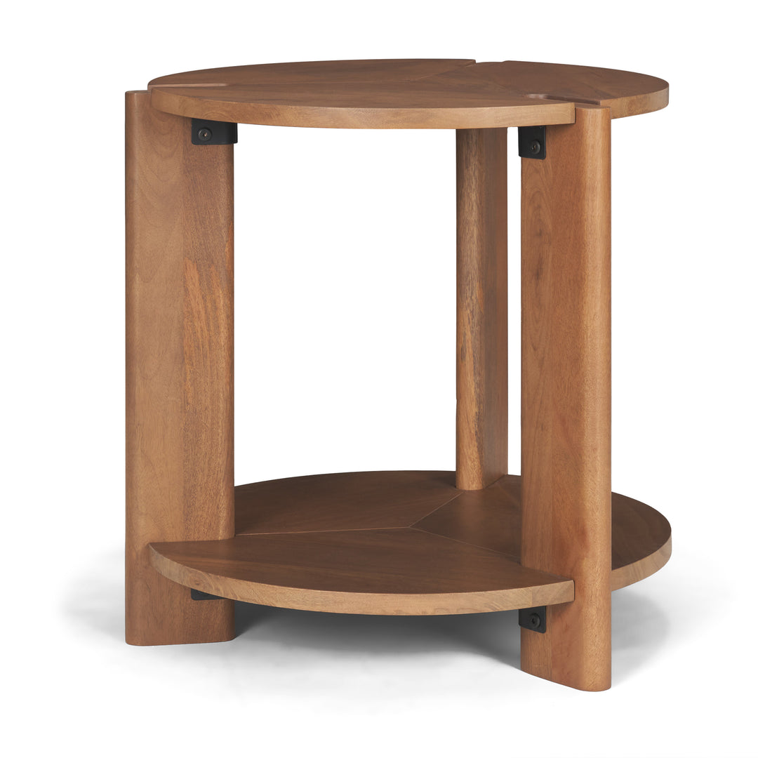 Hisako Mid Brown Open Round Accent Table Dining Room Mercana