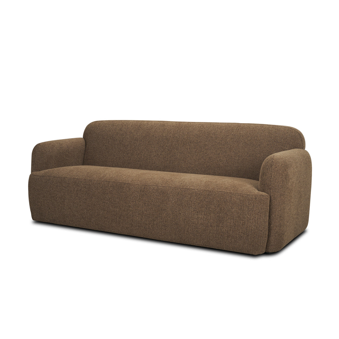 Saga Textured Brown Plush Fabric 3 Seater Sofa Living Room Mercana