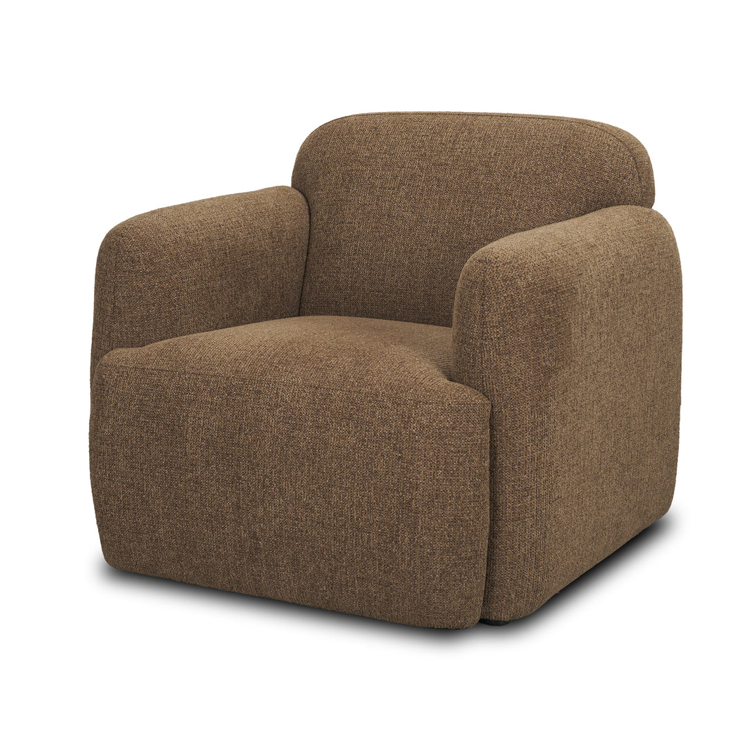 Saga Textured Brown Plush Fabric Upholstered Chair Living Room Mercana