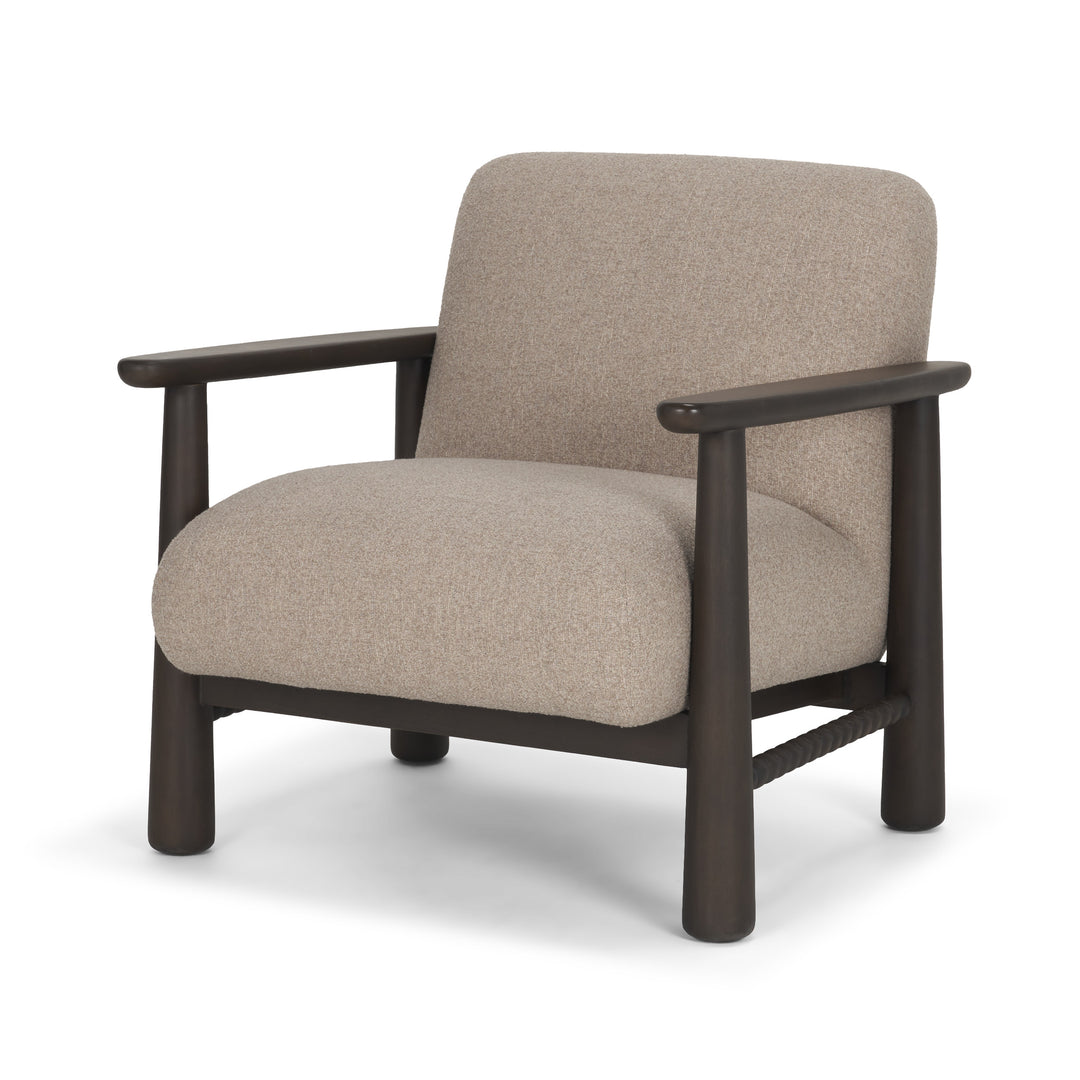 Willmar Textured Mushroom Gray Fabric Espresso Brown Wood Accent Lounge Chair Living Room Mercana