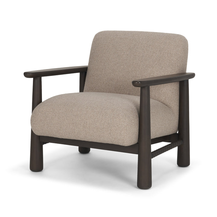 Willmar Textured Mushroom Gray Fabric Espresso Brown Wood Accent Lounge Chair Living Room Mercana