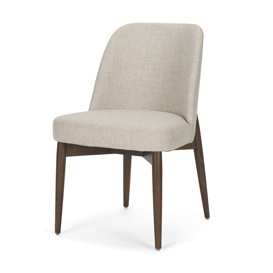 Abbie Curved Back Oatmeal Fabric Armless Dining Chair Living Room Mercana
