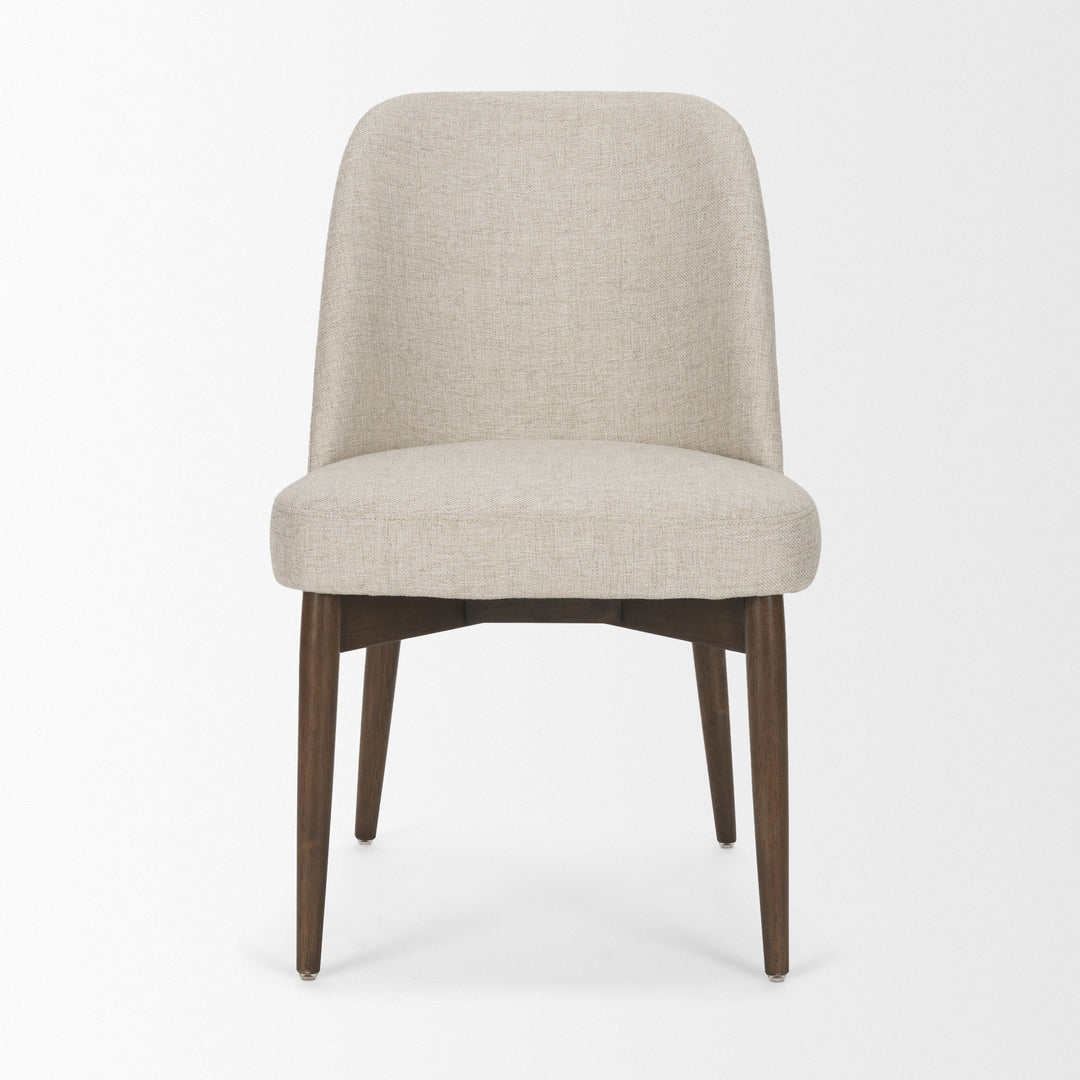 Abbie Curved Back Oatmeal Fabric Armless Dining Chair Living Room Mercana