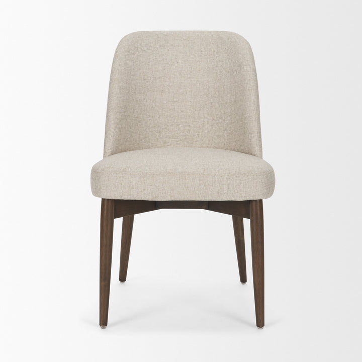Abbie Curved Back Oatmeal Fabric Armless Dining Chair Living Room Mercana