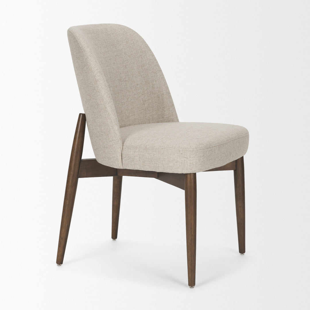 Abbie Curved Back Oatmeal Fabric Armless Dining Chair Living Room Mercana