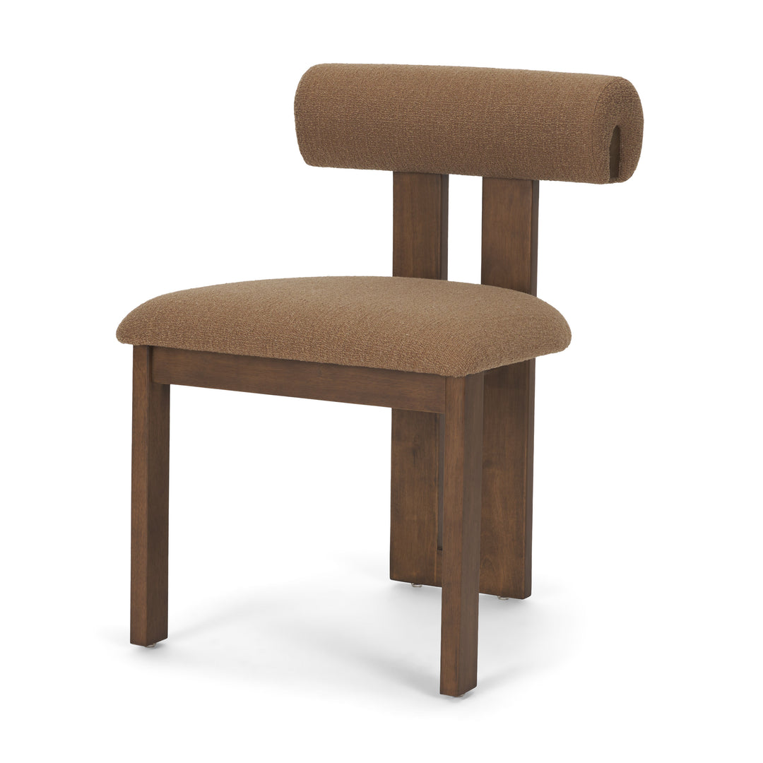Tribeca Curve Open Back Mocha Fabric Tripod Frame Dining Chair Living Room Mercana