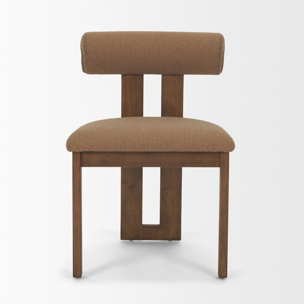Tribeca Curve Open Back Mocha Fabric Tripod Frame Dining Chair Living Room Mercana