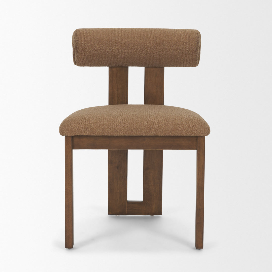 Tribeca Curve Open Back Mocha Fabric Tripod Frame Dining Chair Living Room Mercana