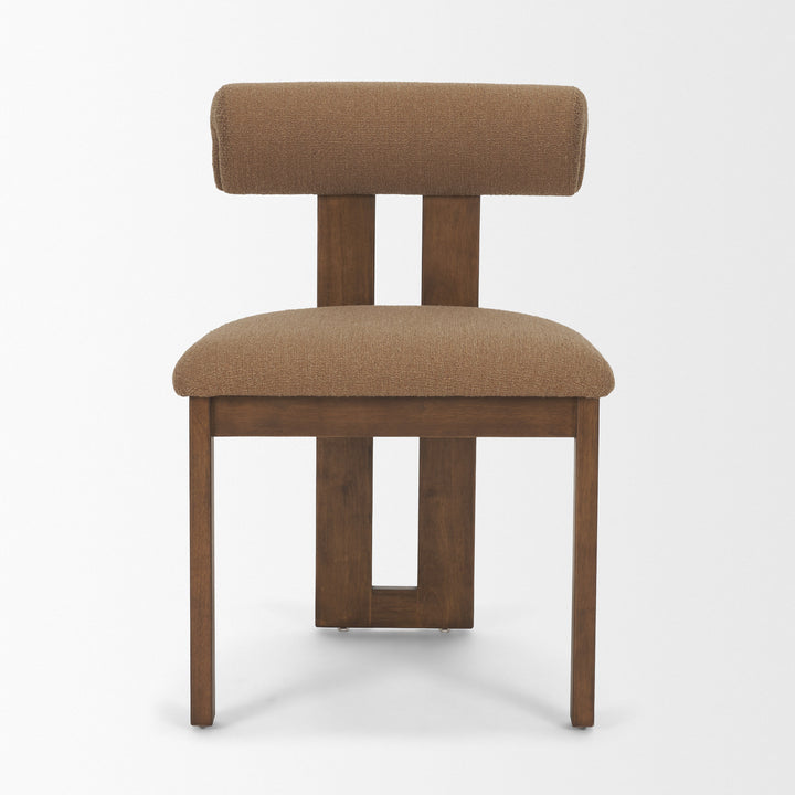 Tribeca Curve Open Back Mocha Fabric Tripod Frame Dining Chair Living Room Mercana