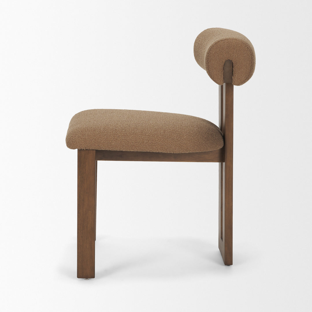 Tribeca Curve Open Back Mocha Fabric Tripod Frame Dining Chair Living Room Mercana