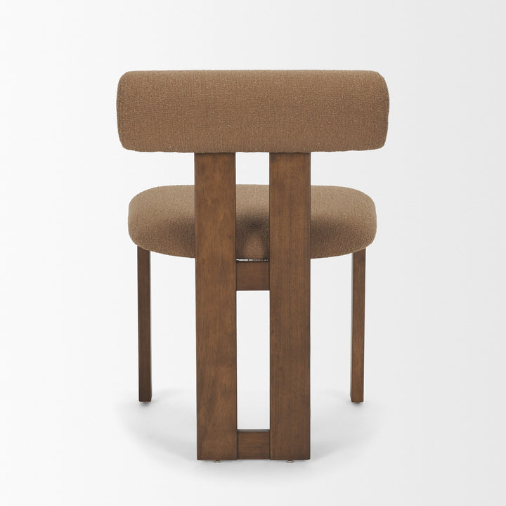 Tribeca Curve Open Back Mocha Fabric Tripod Frame Dining Chair Living Room Mercana