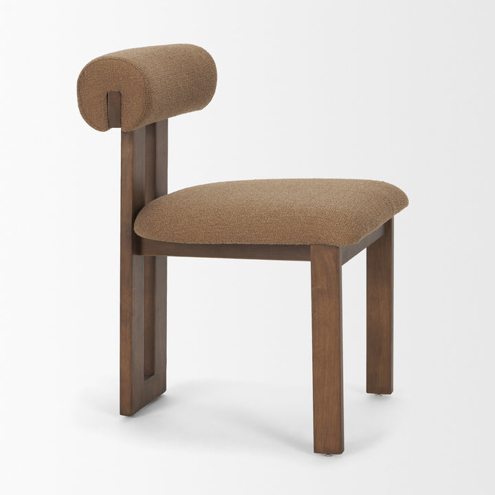 Tribeca Curve Open Back Mocha Fabric Tripod Frame Dining Chair Living Room Mercana