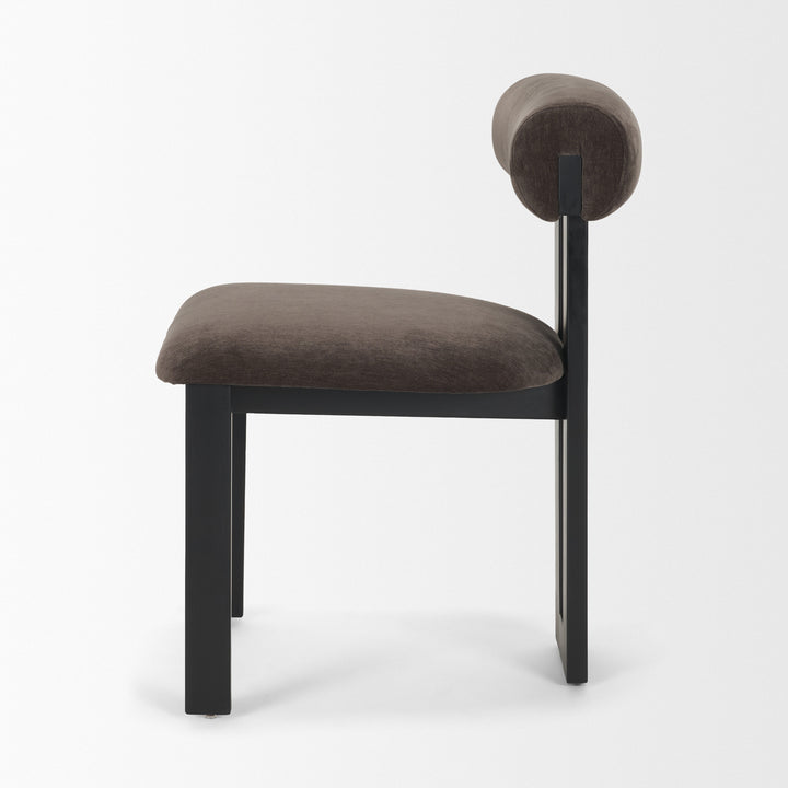 Tribeca Curve Open Back Charcoal Chenille Tripod Frame Dining Chair Living Room Mercana