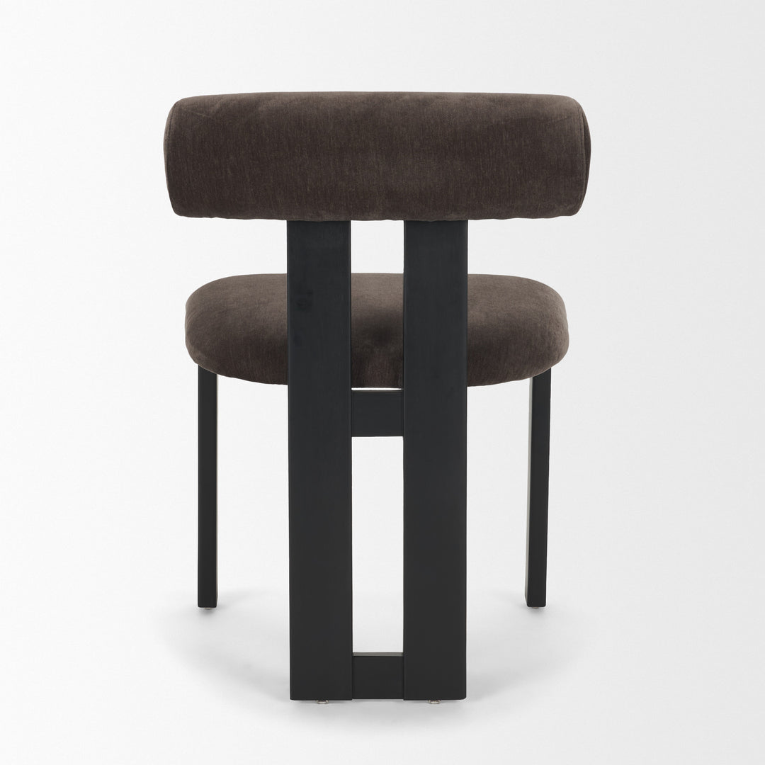 Tribeca Curve Open Back Charcoal Chenille Tripod Frame Dining Chair Living Room Mercana