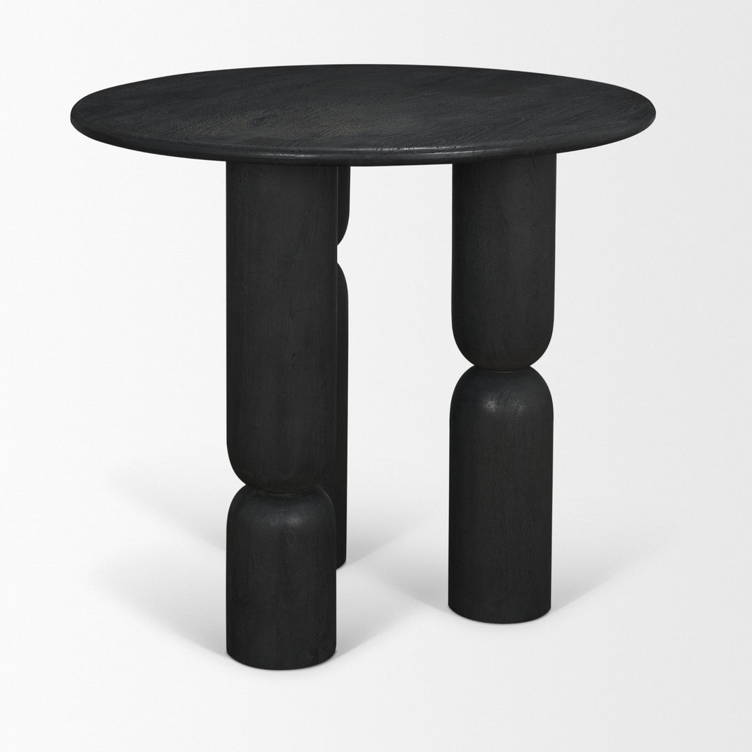 Sonel Matte Black Wood Pedestal Foyer Table Dining Room Mercana