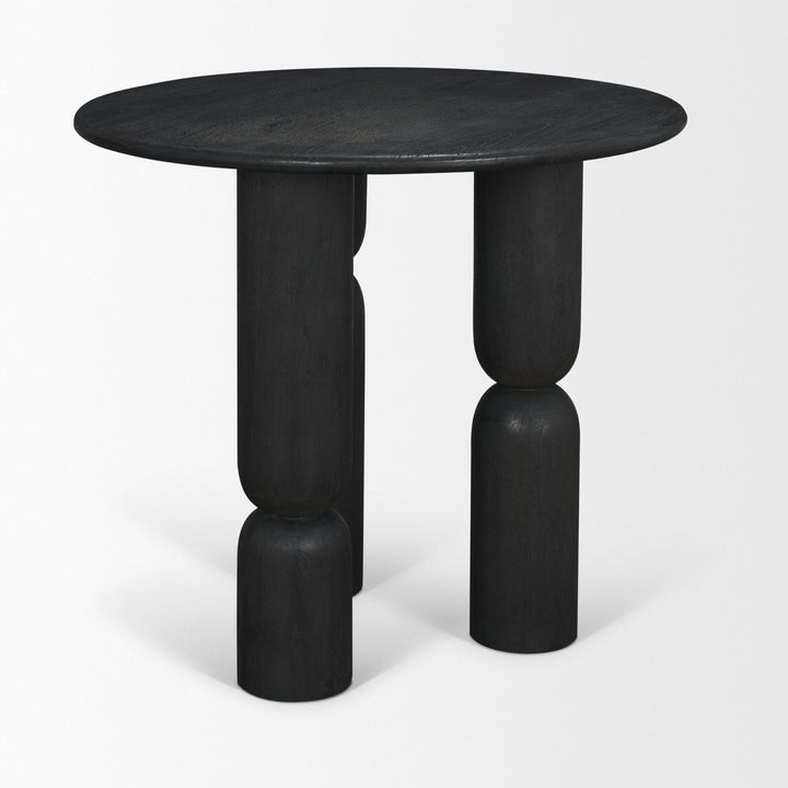 Sonel Matte Black Wood Pedestal Foyer Table Dining Room Mercana