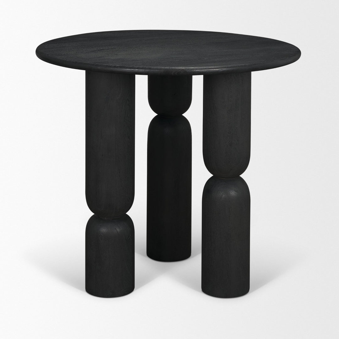 Sonel Matte Black Wood Pedestal Foyer Table Dining Room Mercana