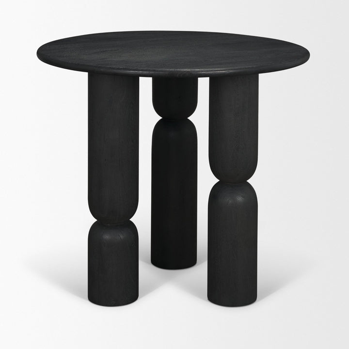 Sonel Matte Black Wood Pedestal Foyer Table Dining Room Mercana