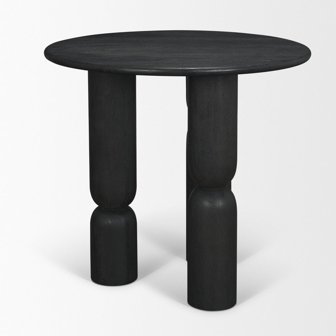 Sonel Matte Black Wood Pedestal Foyer Table Dining Room Mercana