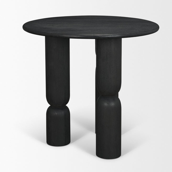 Sonel Matte Black Wood Pedestal Foyer Table Dining Room Mercana