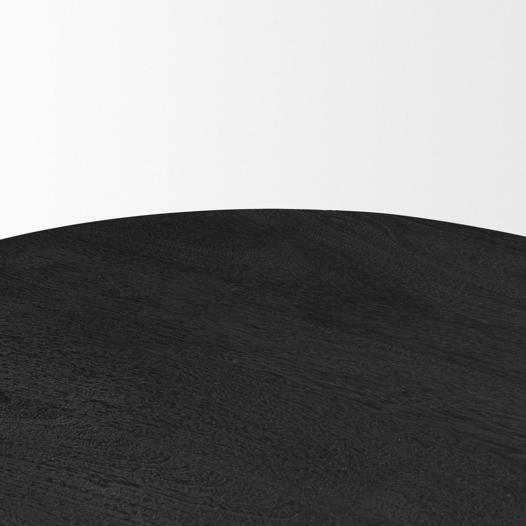Sonel Matte Black Wood Pedestal Foyer Table Dining Room Mercana