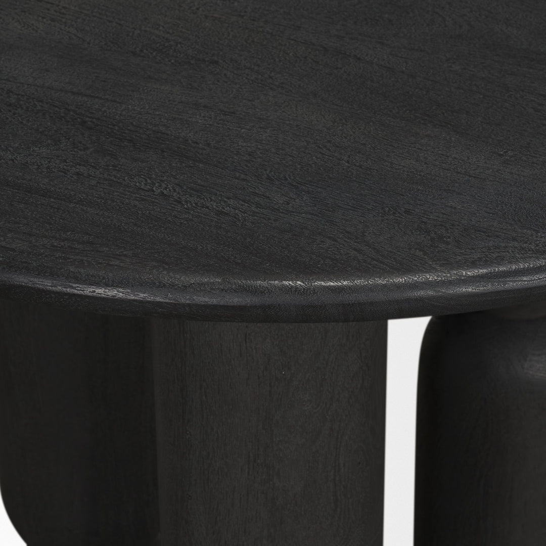 Sonel Matte Black Wood Pedestal Foyer Table Dining Room Mercana