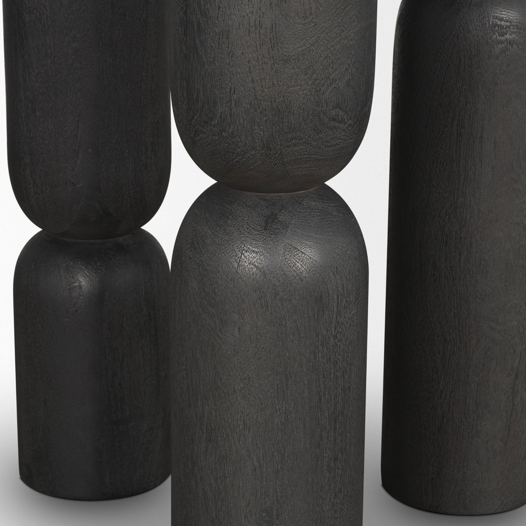 Sonel Matte Black Wood Pedestal Foyer Table Dining Room Mercana