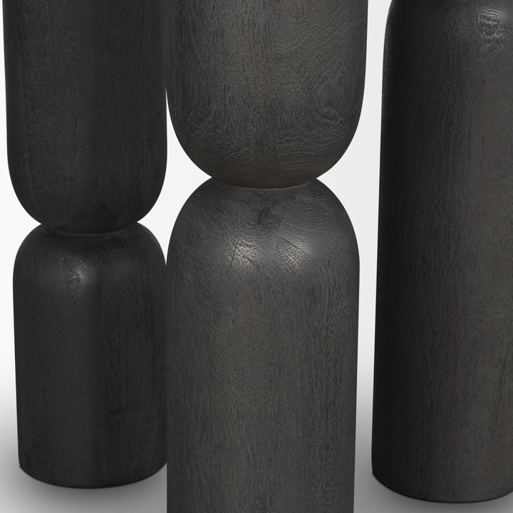 Sonel Matte Black Wood Pedestal Foyer Table Dining Room Mercana