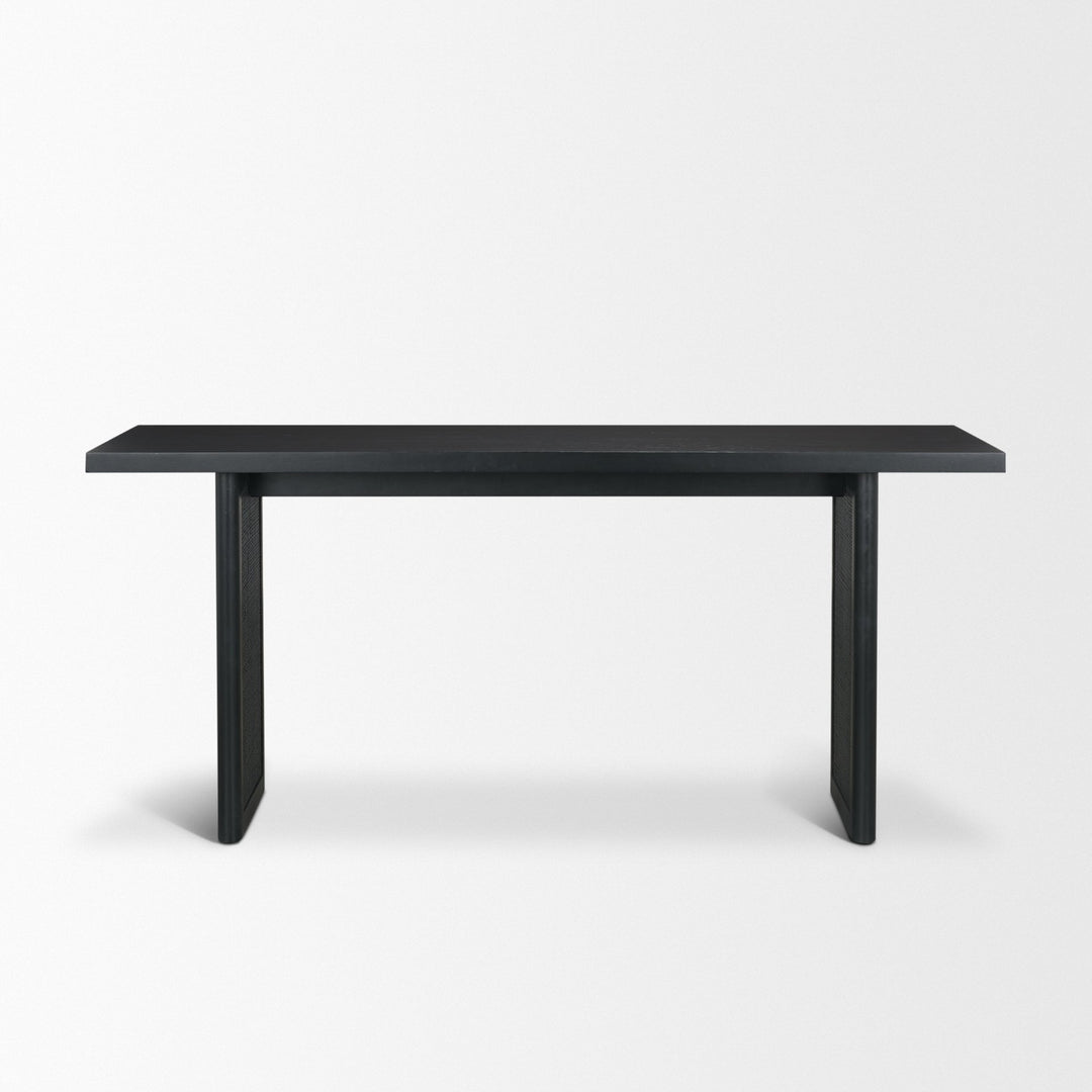Grier 65" Black Wood w/ Black Cane Console Table Dining Room Mercana