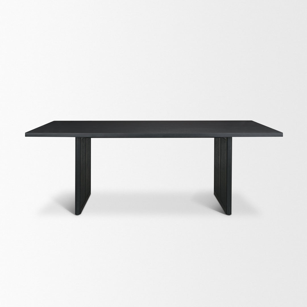 Grier 84" Black Wood w/ Black Cane Dining Table Dining Room Mercana