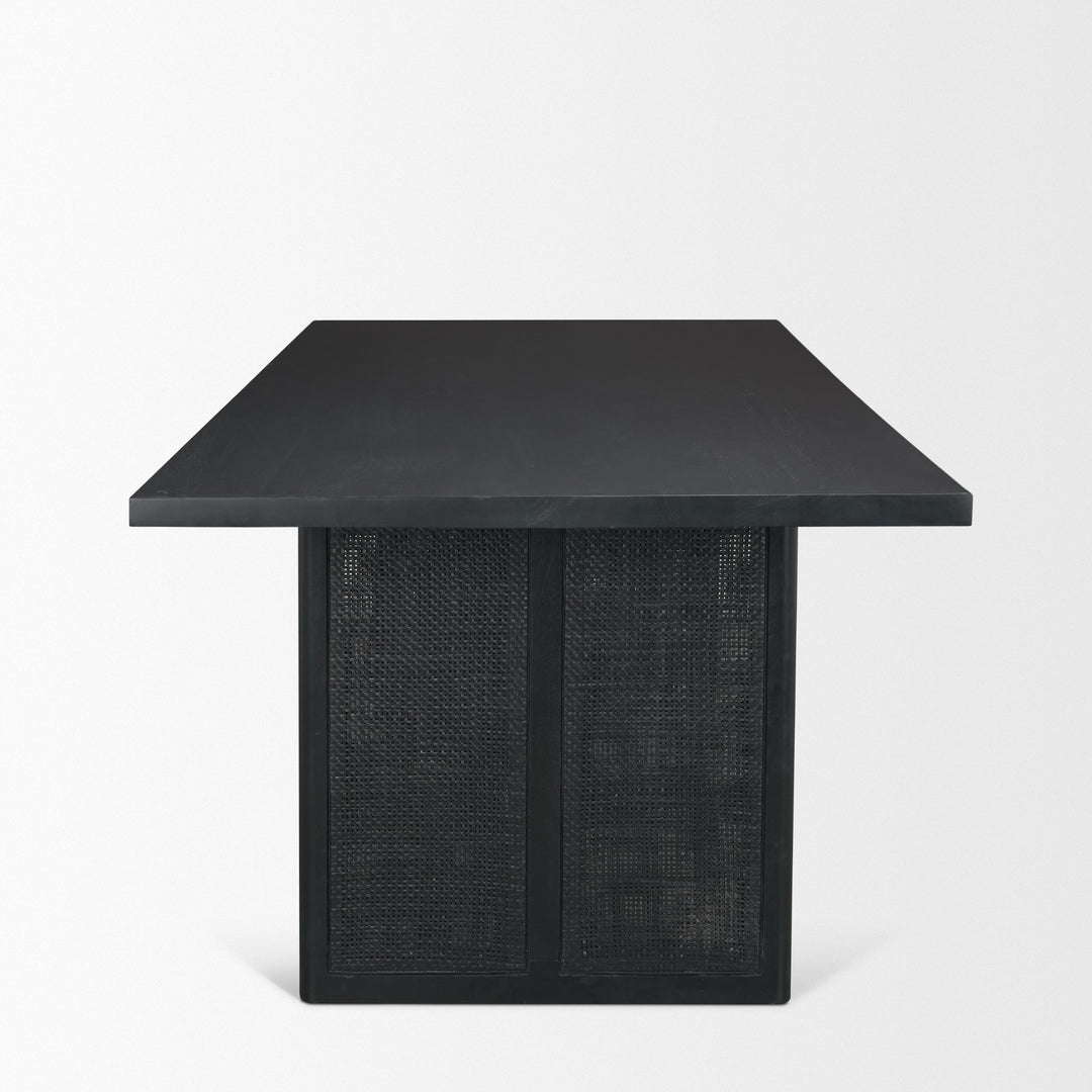 Grier 84" Black Wood w/ Black Cane Dining Table Dining Room Mercana