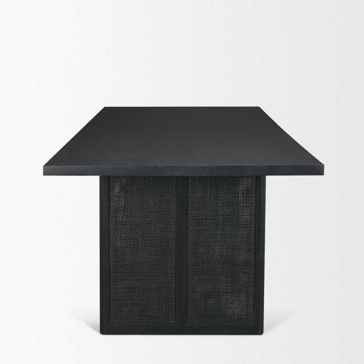 Grier 84" Black Wood w/ Black Cane Dining Table Dining Room Mercana