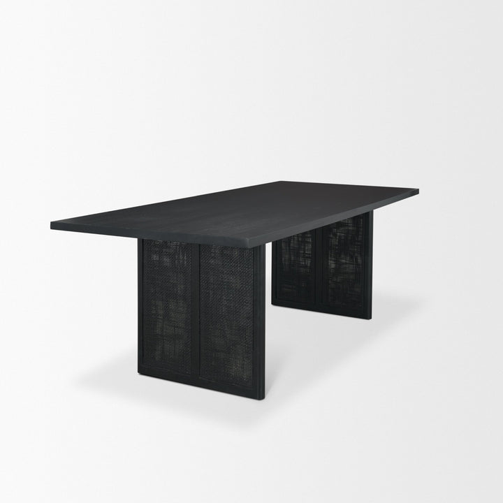 Grier 84" Black Wood w/ Black Cane Dining Table Dining Room Mercana