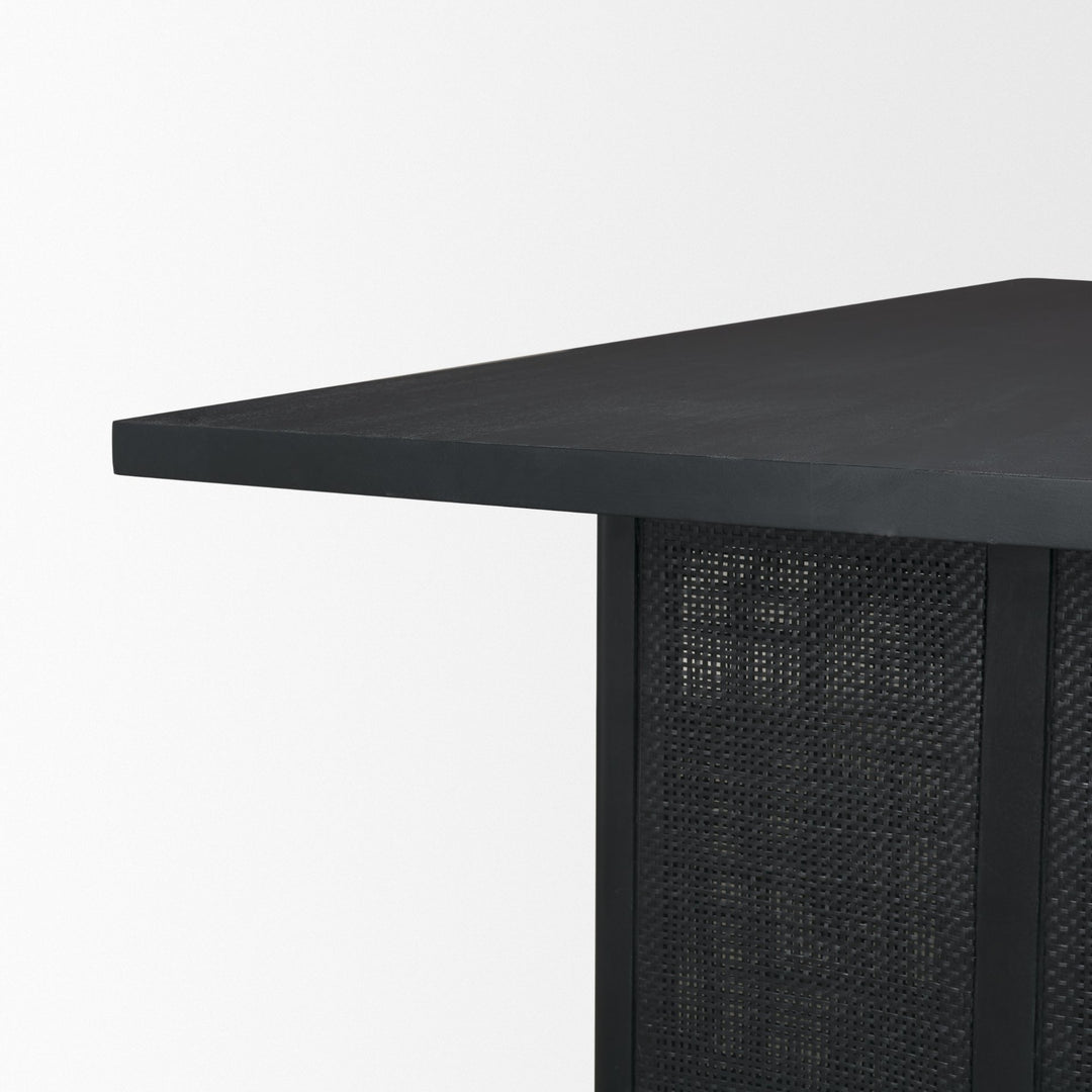 Grier 84" Black Wood w/ Black Cane Dining Table Dining Room Mercana