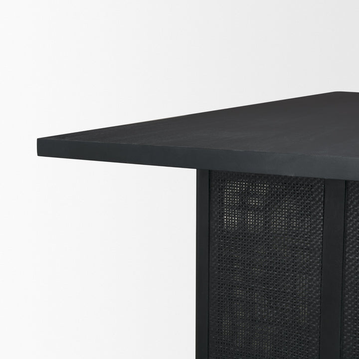 Grier 84" Black Wood w/ Black Cane Dining Table Dining Room Mercana