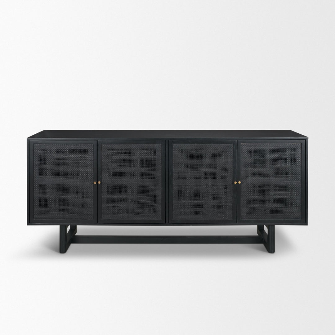 Grier 72" Black Wood W/ Black Cane Sideboard Dining Room Mercana