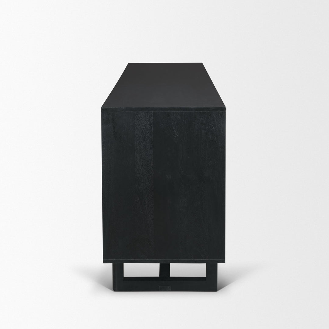 Grier 72" Black Wood W/ Black Cane Sideboard Dining Room Mercana