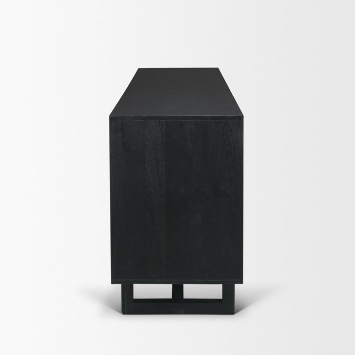 Grier 72" Black Wood W/ Black Cane Sideboard Dining Room Mercana