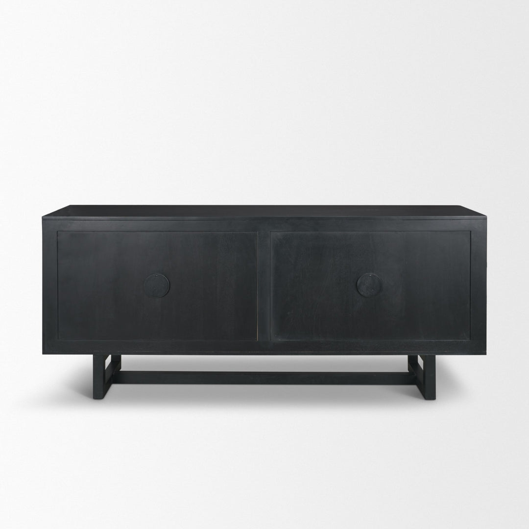 Grier 72" Black Wood W/ Black Cane Sideboard Dining Room Mercana