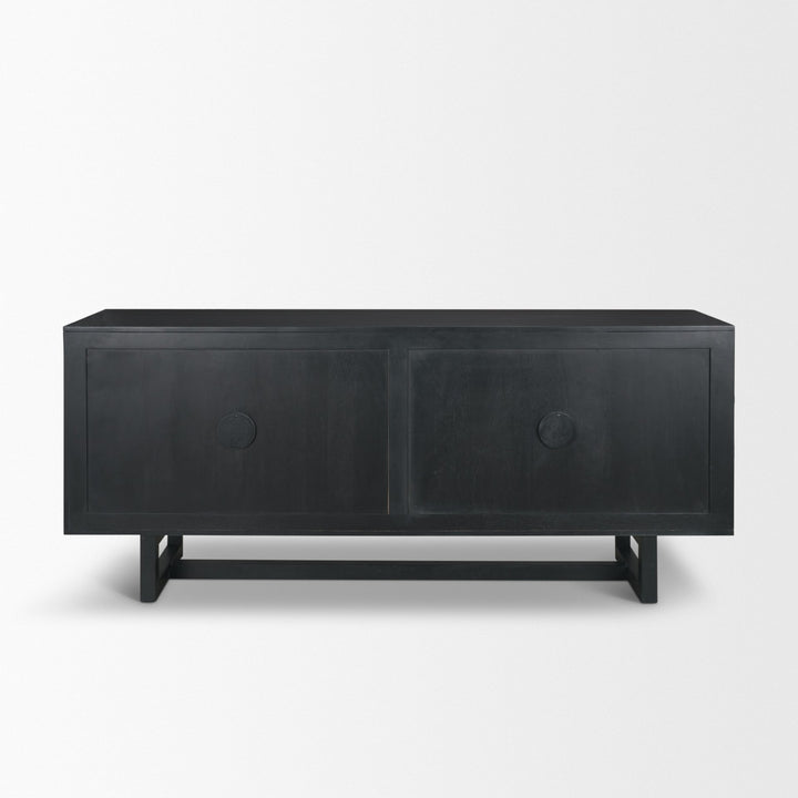 Grier 72" Black Wood W/ Black Cane Sideboard Dining Room Mercana